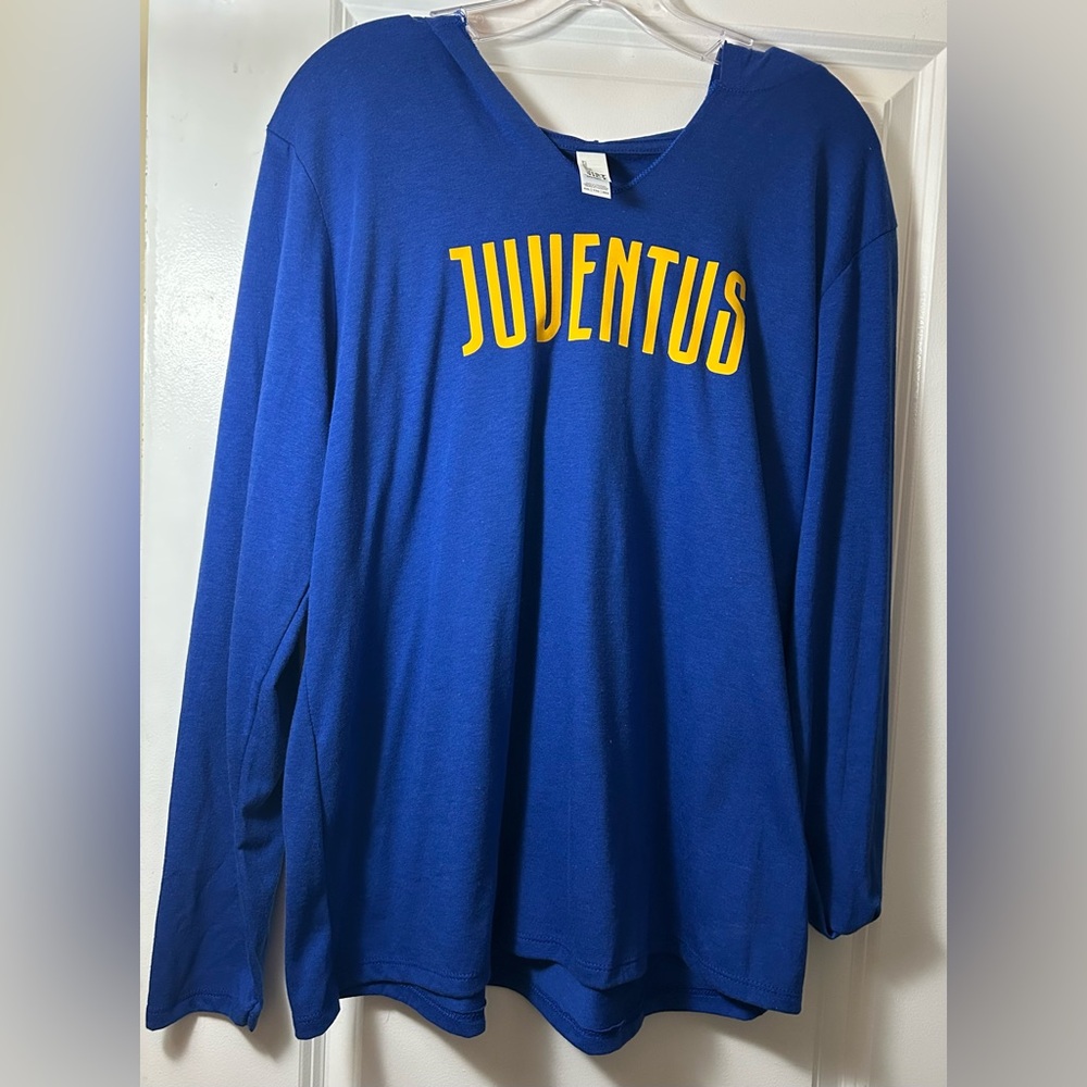 Women’s Juventus Blue & Yellow District Long-sleeve Soft Hoodie Tee Size XXL